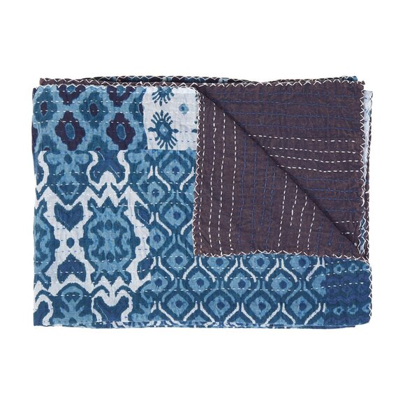 Taj Hotel Home Decor Kantha Cotton Throw | 1-Piece | Multicolor | 50"x70" - Picture 1 of 3